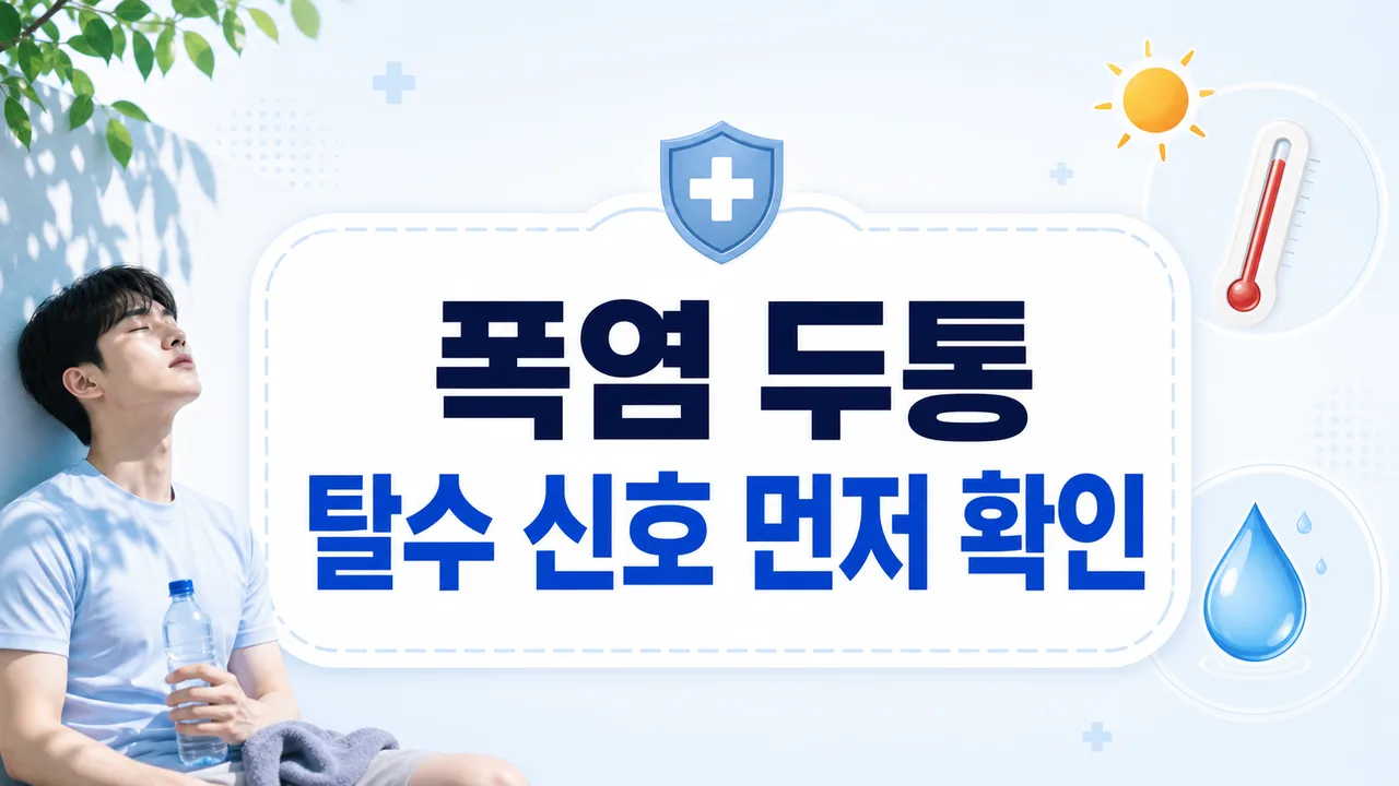 폭염 두통과 탈수 신호를 확인하는 여름철 건강 인포그래픽