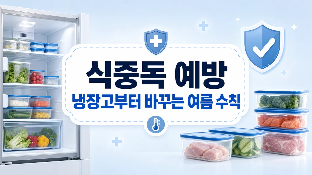 여름철 식중독 예방을 위해 식재료를 위생적으로 정리하는 주방