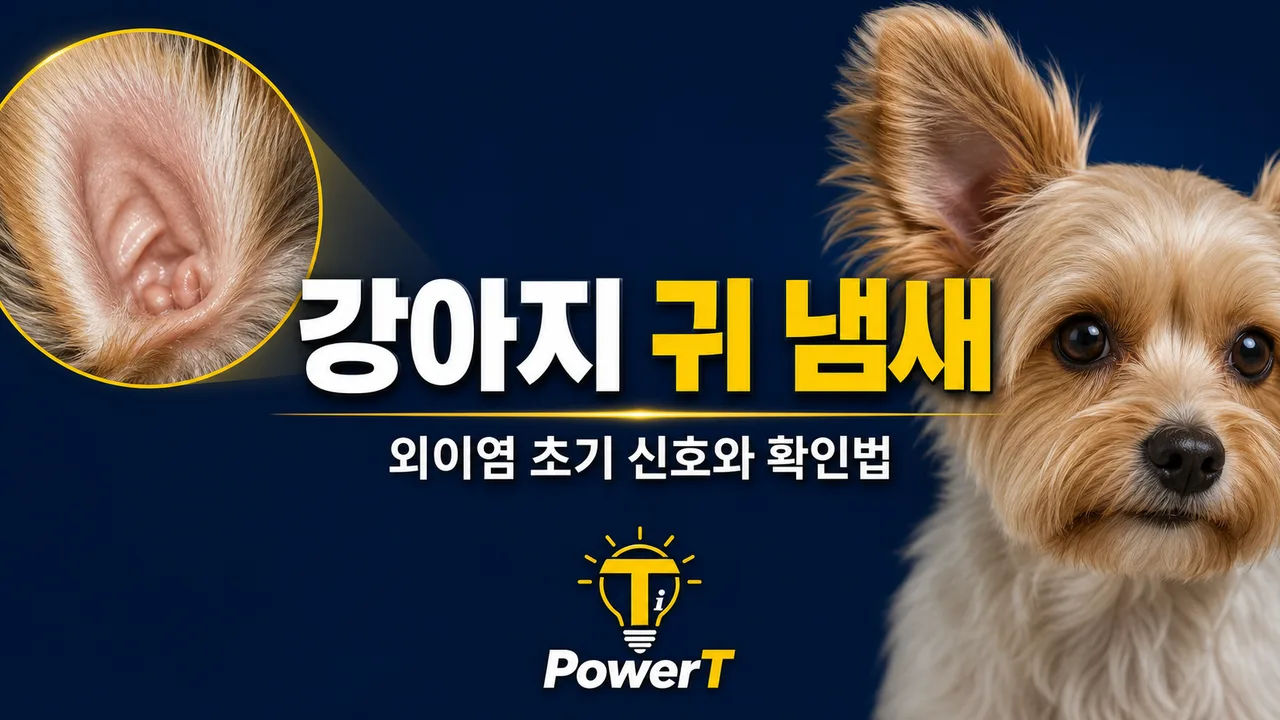 강아지 귀 냄새와 외이염 초기 신호를 설명하는 이미지