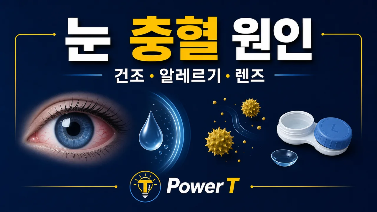 눈 충혈의 건조 알레르기 렌즈 원인