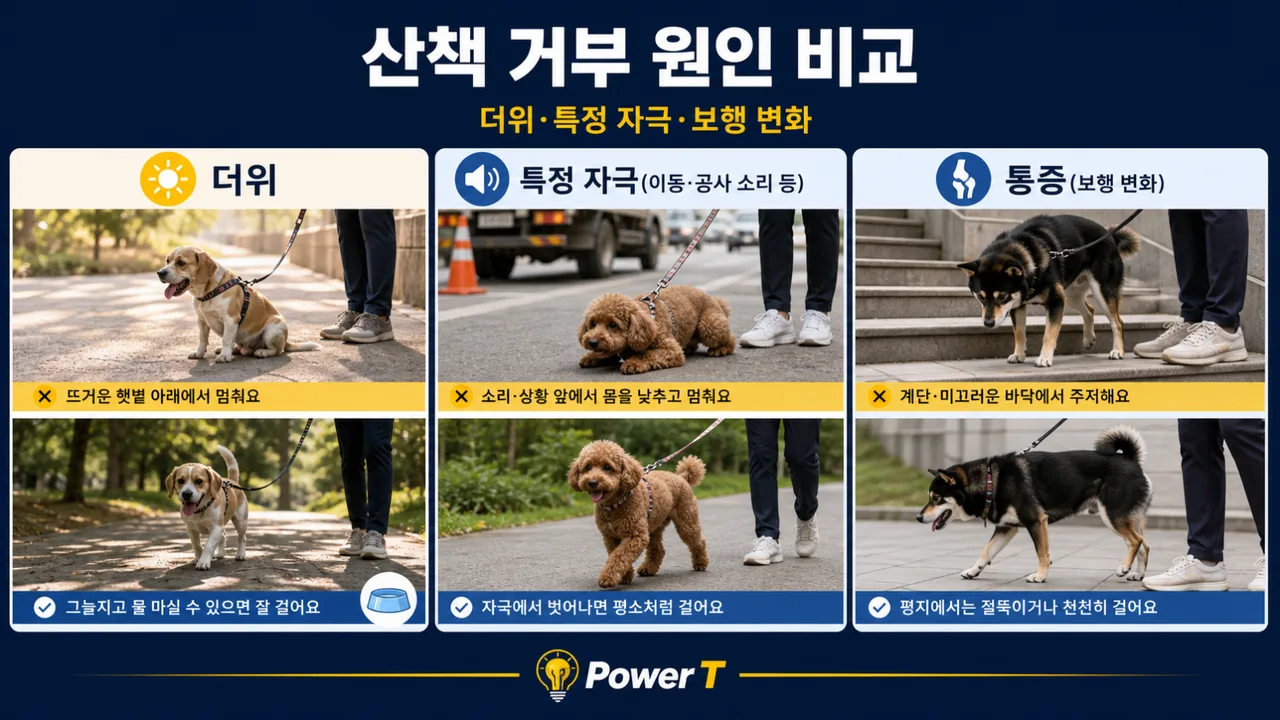 강아지 산책 거부 원인별 차이