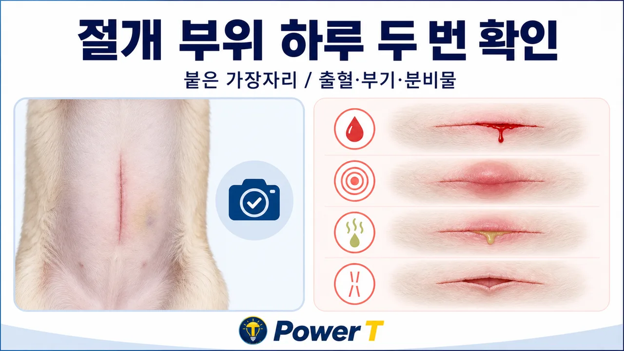 강아지 중성화 절개 부위 확인