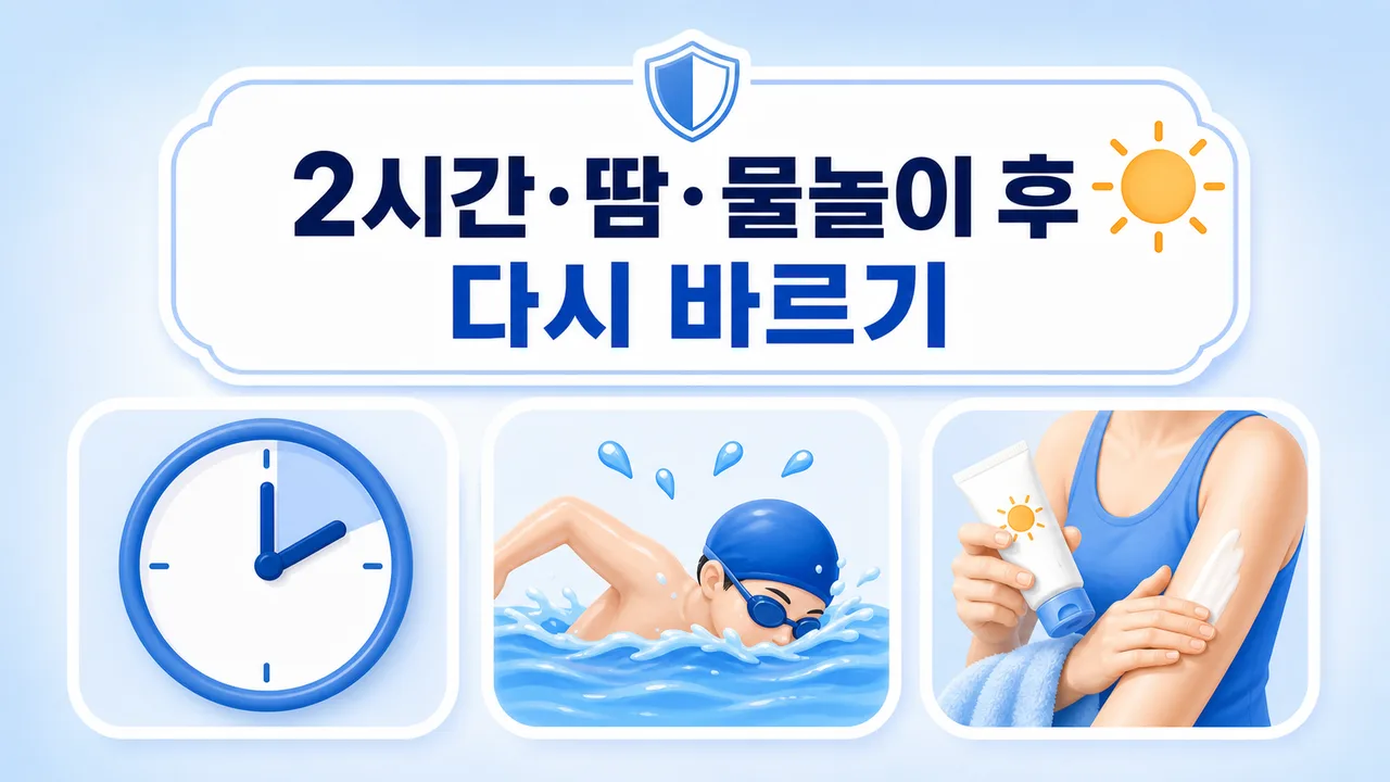 자외선 차단제를 2시간마다 다시 바르는 상황