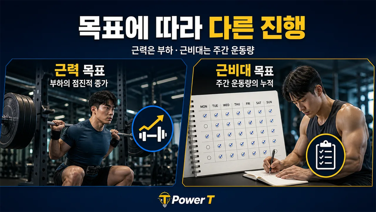 근력과 근비대 진행 지표 비교