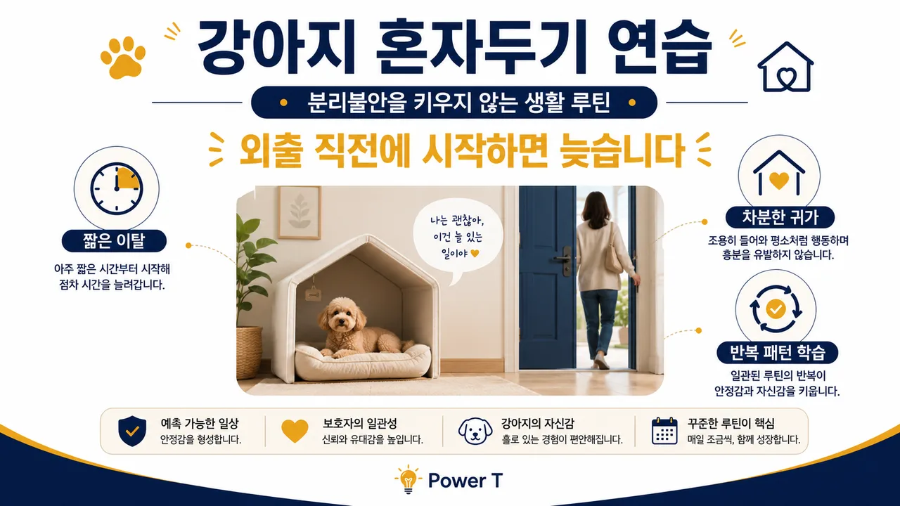 강아지 혼자두기 연습을 위한 안전하고 조용한 휴식 공간