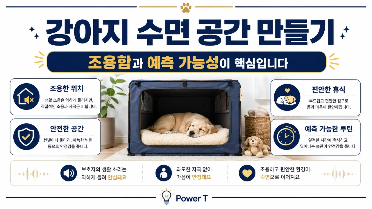 강아지 수면 공간으로 정리된 조용한 실내 휴식 자리