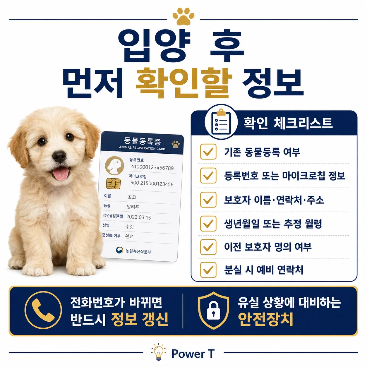 유실 예방을 위해 강아지 목줄에 부착한 인식표